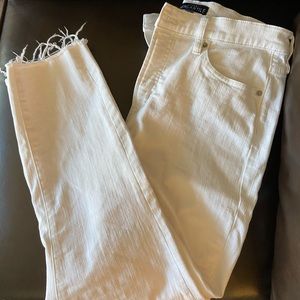 JCREW Mercantile White Skinny Jeans Frayed Hem